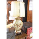 A traditional ceramic table lamp