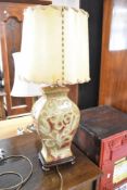 A traditional ceramic table lamp