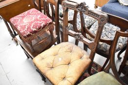 Three assorted 19th Century and later chairs and footstool