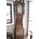 Two period long case clocks, with matched faces etc
