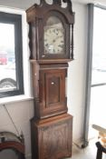 Two period long case clocks, with matched faces etc