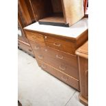 A vintage commercial style chest of two over three drawers having formica top, width approx. 91cm