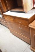 A vintage commercial style chest of two over three drawers having formica top, width approx. 91cm