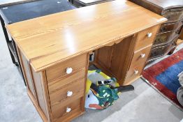 A vintage pine dressing table or desk, width approx. 114cm