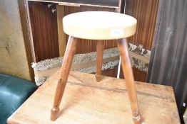 A modern craftsman turned stool, mixed woods, height approx. 35cm