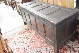 A period oak panelled kist, width approx. 168cm