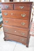 A reproduction mahogany chest on chest (Kling manufacturer/retailer) , dimensions approx. W84 H128