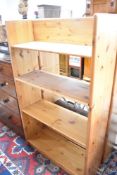 A pair of modern pine open bookshelves, width approx. 80cm