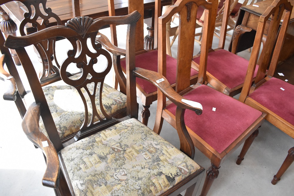 A pair of Period style mahogany carver chairs
