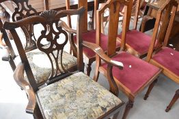 A pair of Period style mahogany carver chairs