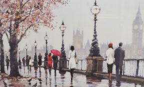 After Richard Macneil (British b.1958) decorative colour print 'Thames View' within a white card