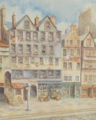 Isobel Gardiner (British 20th century) watercolour, Lawnmarket, Edinburgh (as it was c1865)