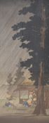 After Hiroaki (Shotei) Takashi (Japanese 1871-1945) two coloured woodblock prints 'Shower at