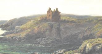 J. Dalrymple (British 19th century) oil on canvas 'Dunskey Castle' - Portpatrick N.B, a well