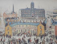 After Laurence Stephen Lowry R.A (British 1887-1976) two reproduction colour prints 'V.E Day