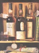 After Raymond Campbell (British b.1956) decorative colour print 'Whisky' within a textured rustic