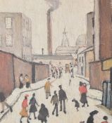After Laurence Stephen Lowry R.A (British 1887-1976) colour lithograph, street scene with figures