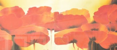 Nao H (contemporary) a group of four decorative framed oil on boards 'Poppies' two held in one