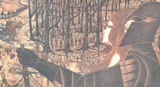 After Eugene Baker (American 1928-1982) colour print, 'Another Time' fantasy scene with knight,