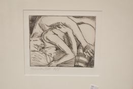 After Felicity Gill (British b.1969) monochrome artists proof, embracing lovers, signed and marked