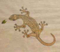 Matenga (New Zealand 20th/21st century) limited edition print on hand made paper 'Gecko with