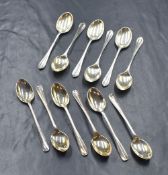 A cased set of six Hanoverian rat-tail pattern teaspoons, marks for Sheffield 1947, maker Cooper