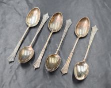 A cased set of early George V silver Albany pattern teaspoons, marks for Sheffield 1911, maker
