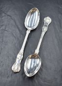 A pair of Victorian silver Queen's pattern serving spoons, having 'h' initial to terminals, marks