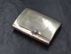 A white metal combination cigarette, vesta case and wick holder, of rectangular form with a