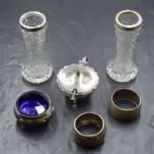 A pair of early Edwardian silver mounted cut glass vases, of fluted form, marks for Birmingham 1901,