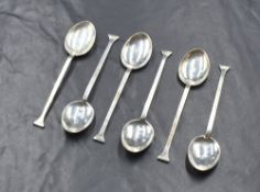 A cased set of six Elizabeth II silver teaspoons, commemorating the coronation of Elizabeth II,