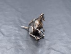 An Edwardian silver novelty pin cushion, modelled as a kangaroo, having dark fabric to the back,