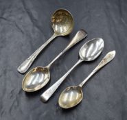 A George III silver Old English pattern teaspoon, having 'CT' monogram to terminal, marks for London