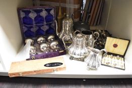 A Henry Hobson & Co coffee pot, h19cm, sold together with a tea pot, cream jug and various other