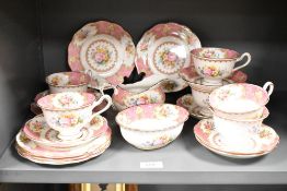 A Royal Albert 'Lady Carlyle' pattern fine bone china tea service, decorated with gilt edging and
