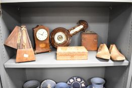 A 19th century barometer having temperature gauge and carved decoration, L38cm, sold together with a