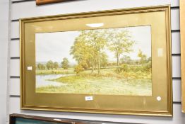 After George Oyston(1861-1937), watercolour print, landscape scene, signed bottom left, 74cm x