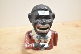 A metal jolly gent money box figure, h15.5cm
