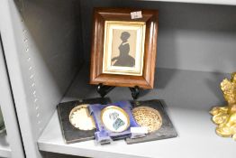 A 19th century English School depicting a woman in profile, h13cm, sold alongside 3 others, (4)