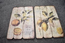 Two shabby chic style wall plaques depic