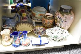 A Old Tupton Ware pitcher having tube line decoration, h15.5cm, sold together with a Devonware