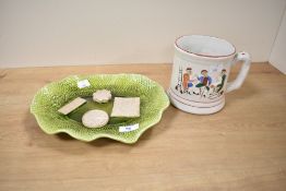 A Bretby art pottery biscuit tray having impressed number to reverse '5509', w27cm, sold together