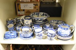 A quantity of blue and white ceramic ware, to include a Copeland Spode cream jug and a Burleigh ware