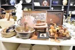 A black forest style wooden tray decorated with floral and geometrical patterns, L51cm, sold