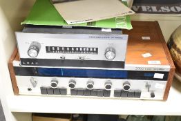 A teak wood 2000 tuner amplifier, L47cm, sold together with through line Leak stereo