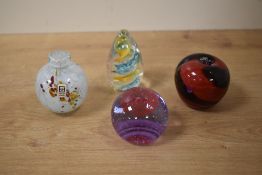A Mdina glass perfume bottle having flared spout, signed to base, h7.5cm, sold together with a