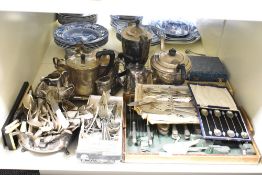 A quantity of silver plated cutlery and tea service's ect