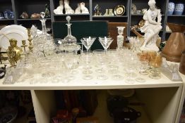 A quantity of glass ware, to include cocktail glasses, decanters and pitchers ect, (50)
