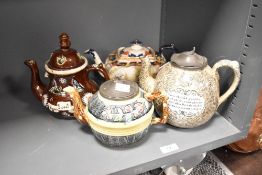 A S.H. Sons 'Dorothy' pattern tea pot having gilt edging and decorated with floral designs, L24cm,