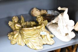 An Italian School sculpture of two wrestlers, impressed mark to base for 'Lotta, Made in Italy',